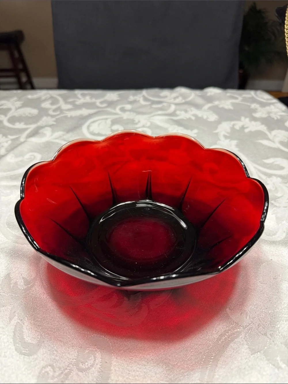 Vtg. Anchor Hocking Royal Ruby red serving bowl. 8” diameter.